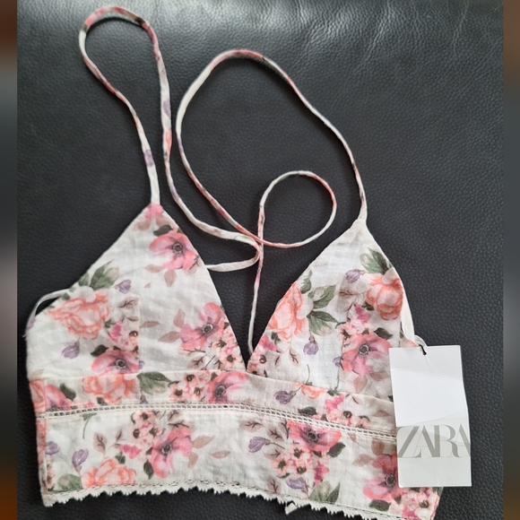 Zara Floral Tie Crop Top - Picture 5 of 13